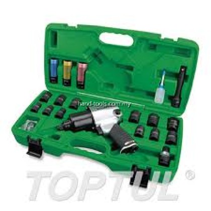 TOPTUL 27PCS 1/2" DR. Air Impact Wrench Set (Standard Anvil / Max. Torque 600 Ft-Lb) GDAI2701